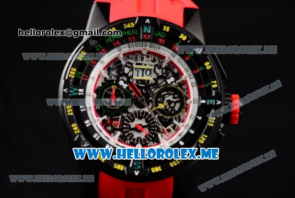 Richard Mille RM 60-01 Asia 2813 Automatic PVD Case with Skeleton Dial and Red Rubber Strap PVD Bezel (EF) - Click Image to Close